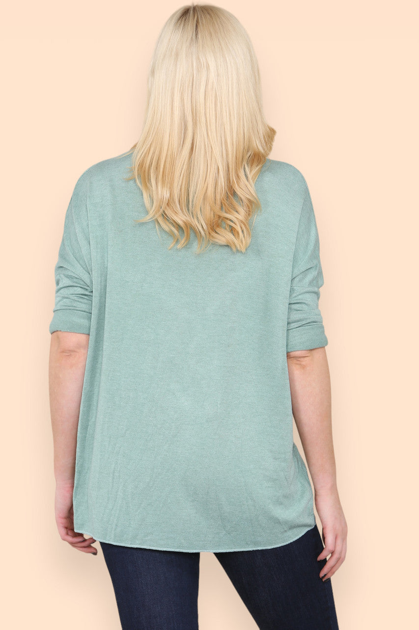 DANDELION OUTLINE FINE KNIT TOP SAGE GREEN
