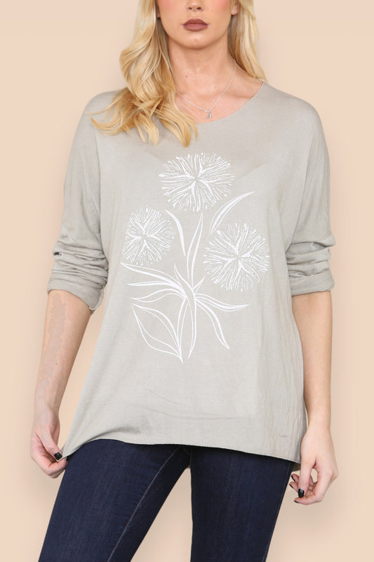 PAARDEBLOEM SILHOUET FIJNGEBREIDE TOP TAUPE