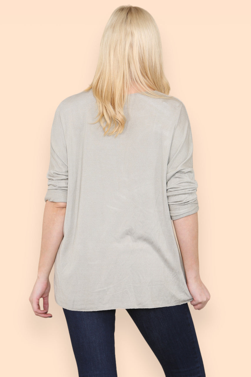 DANDELION OUTLINE FINE KNIT TOP TAUPE