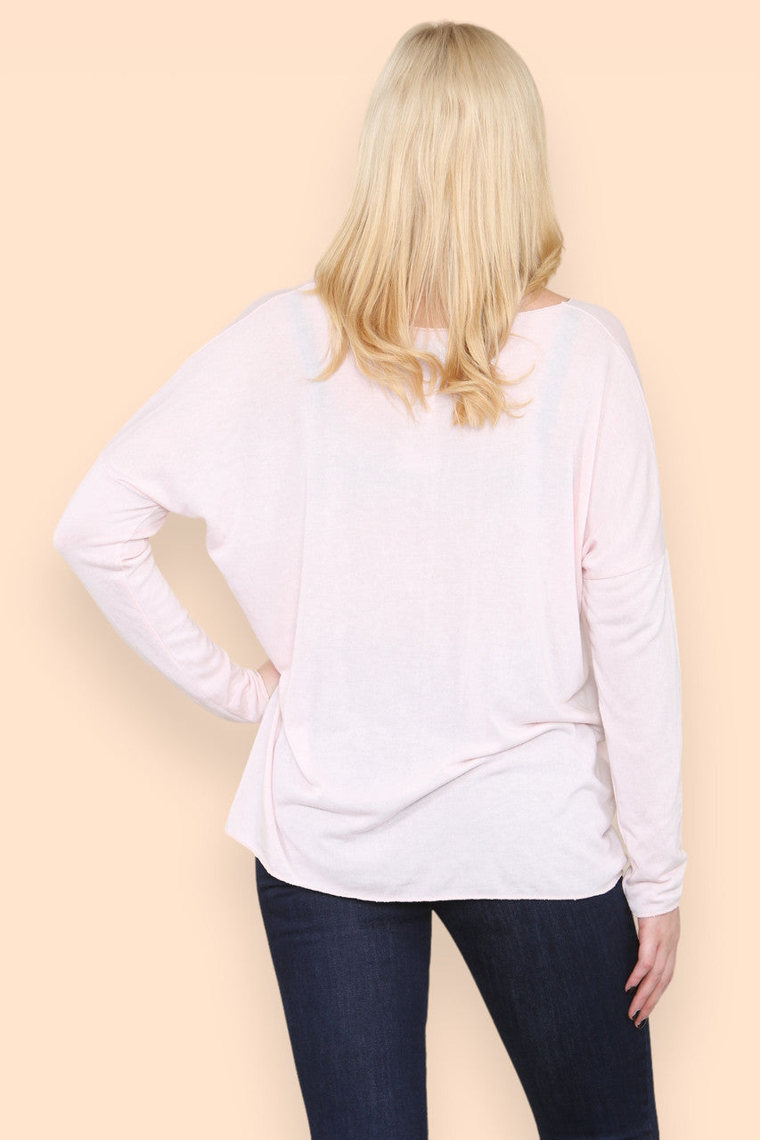 FOIL LOVE ROSE GRAPHIC FINE KNIT TOP DUSTY PINK