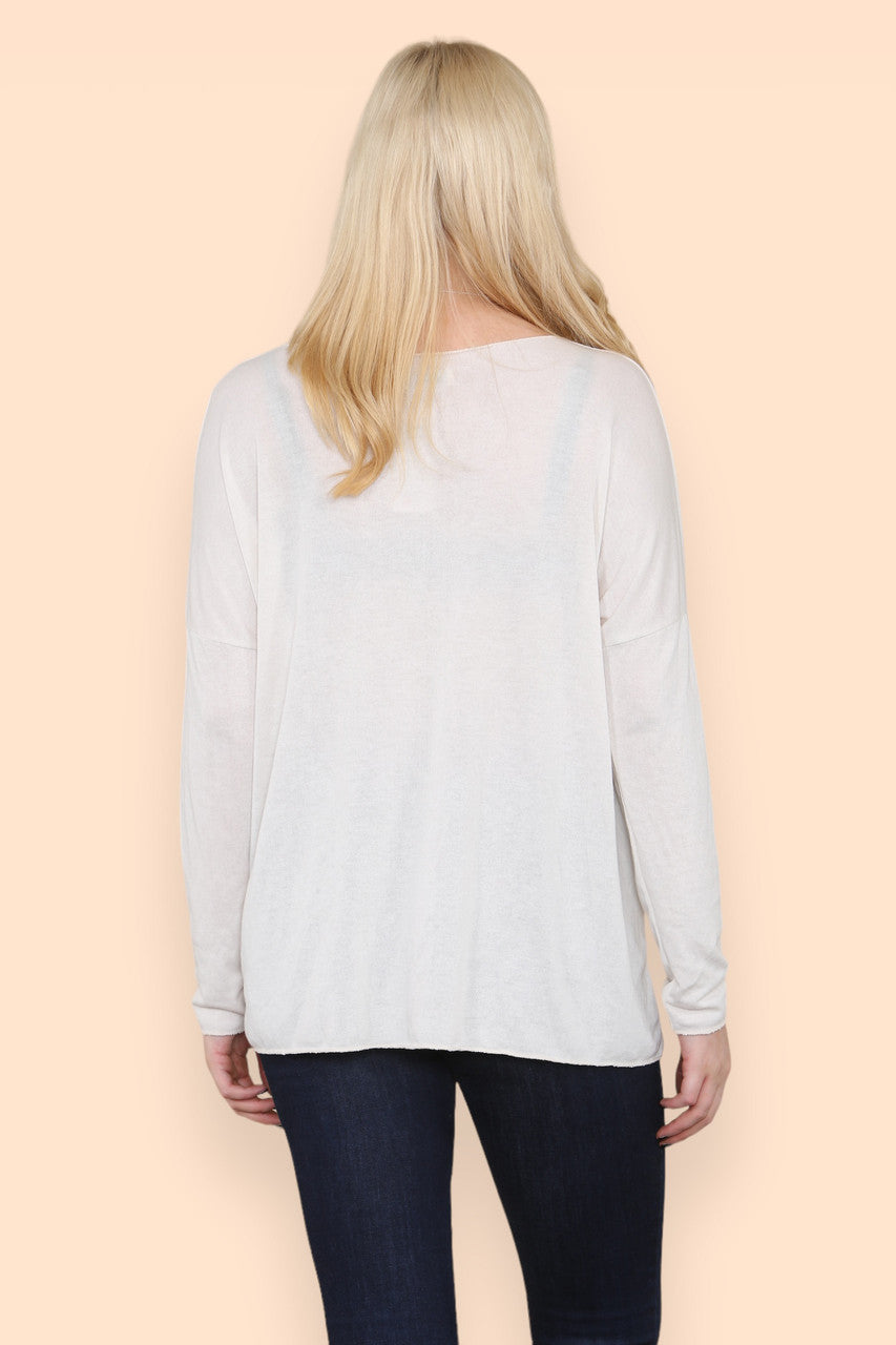 FOIL LOVE ROSE GRAPHIC FINE KNIT TOP STONE