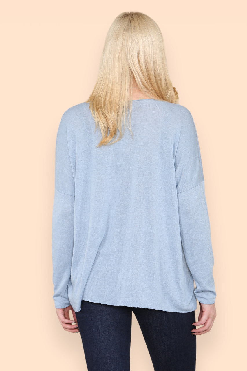 FOIL LOVE ROSE GRAPHIC FINE KNIT TOP DENIM