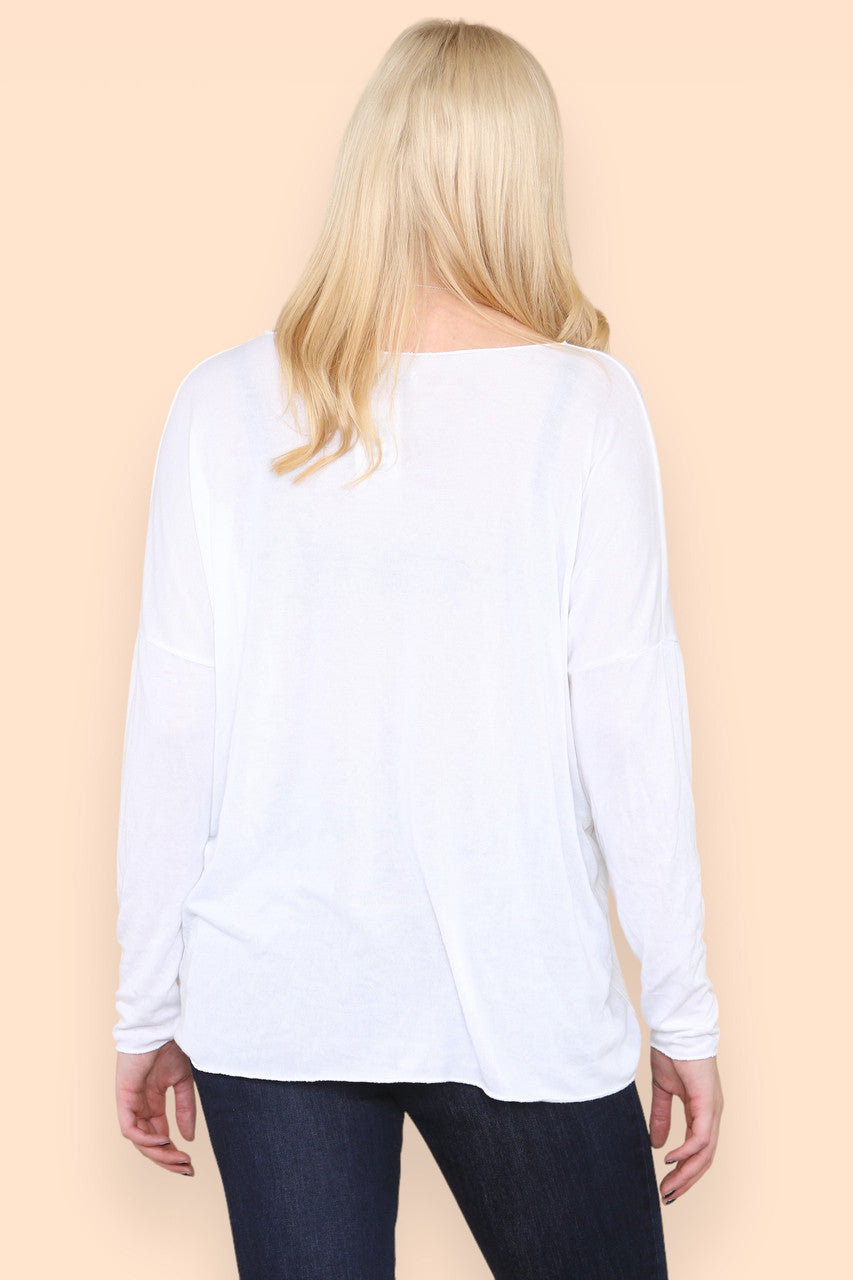 FOIL LOVE ROSE GRAPHIC FINE KNIT TOP WHITE