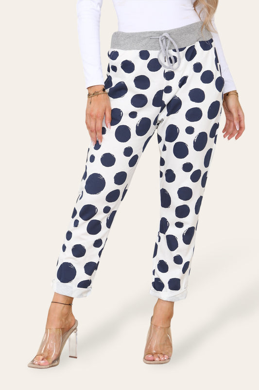 JOGGINGBROEK MET GESTIPTE PRINT WIT