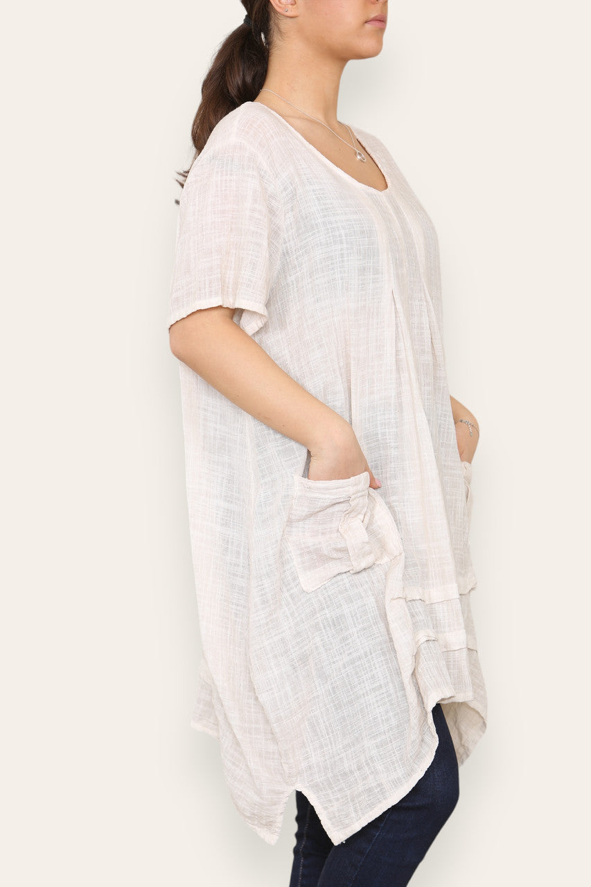 LAGENLOOK 2 POCKET TUNIC TOP STONE