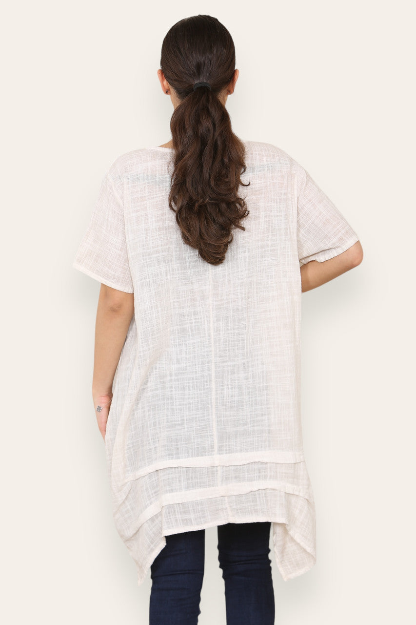 LAGENLOOK 2 POCKET TUNIC TOP STONE