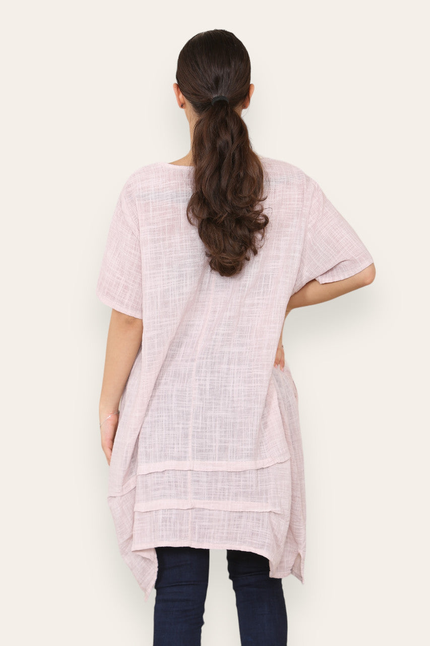 LAGENLOOK 2 POCKET TUNIC TOP PINK