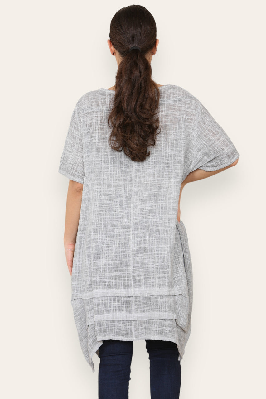 LAGENLOOK 2 POCKET TUNIC TOP SILVER