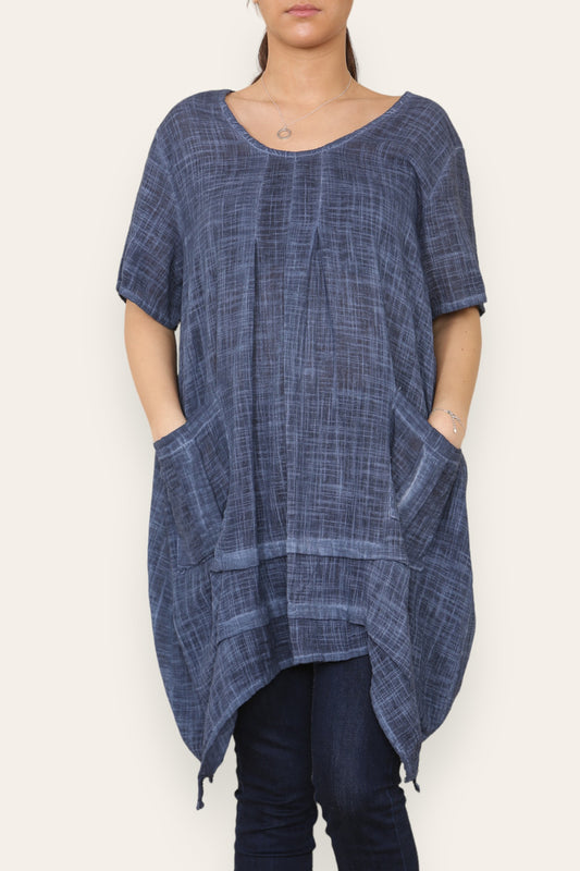 LAGENLOOK 2 POCKET TUNIC TOP NAVY