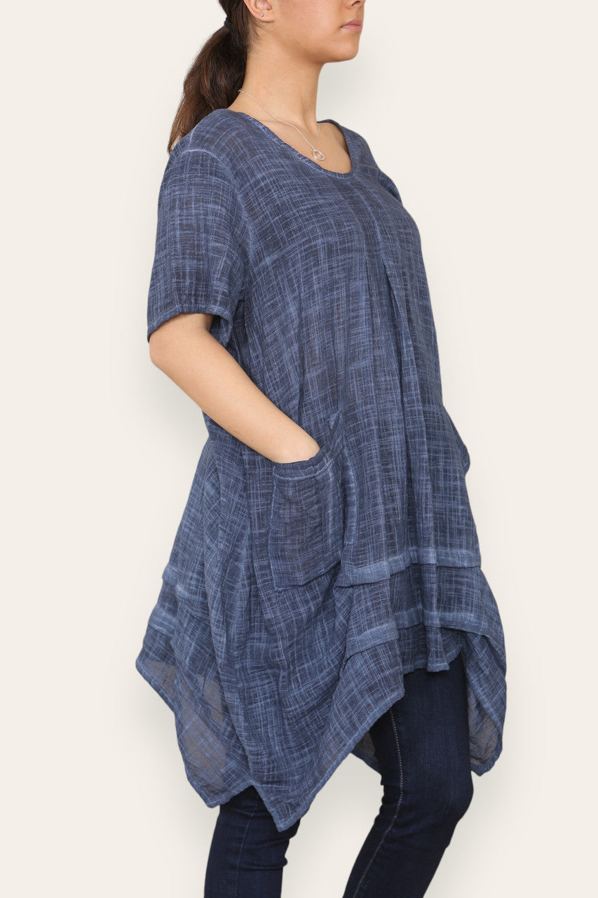 LAGENLOOK 2 POCKET TUNIC TOP NAVY