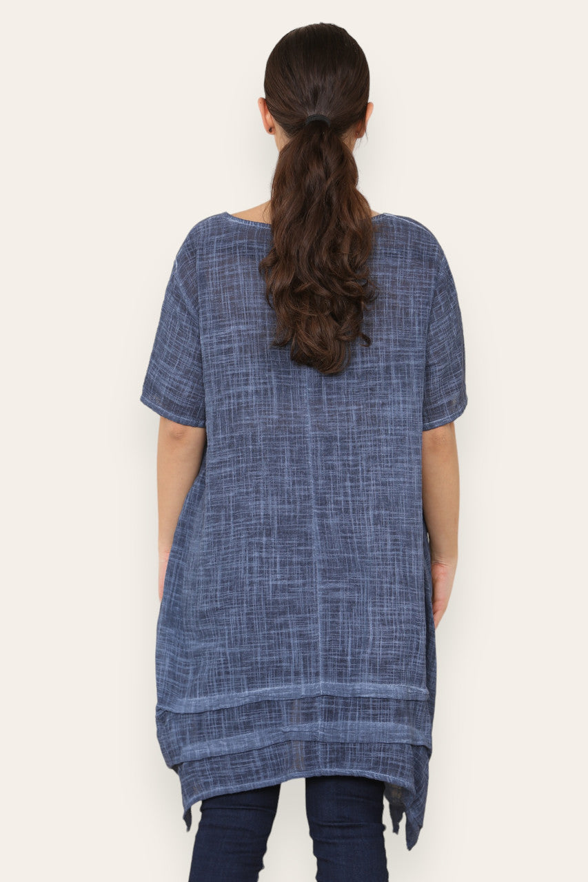 LAGENLOOK 2 POCKET TUNIC TOP NAVY