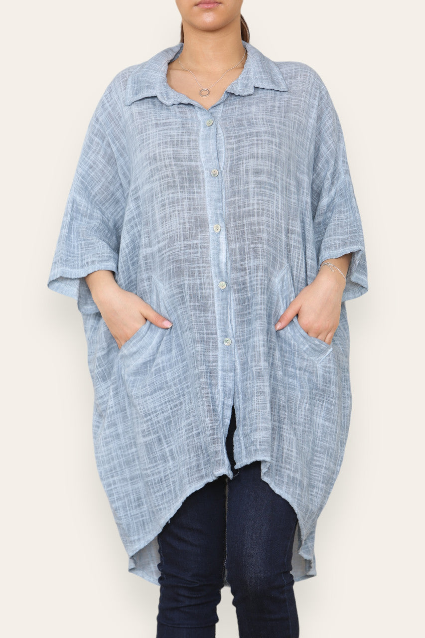 LADIES LAGENLOOK SHIRT TOP DENIM