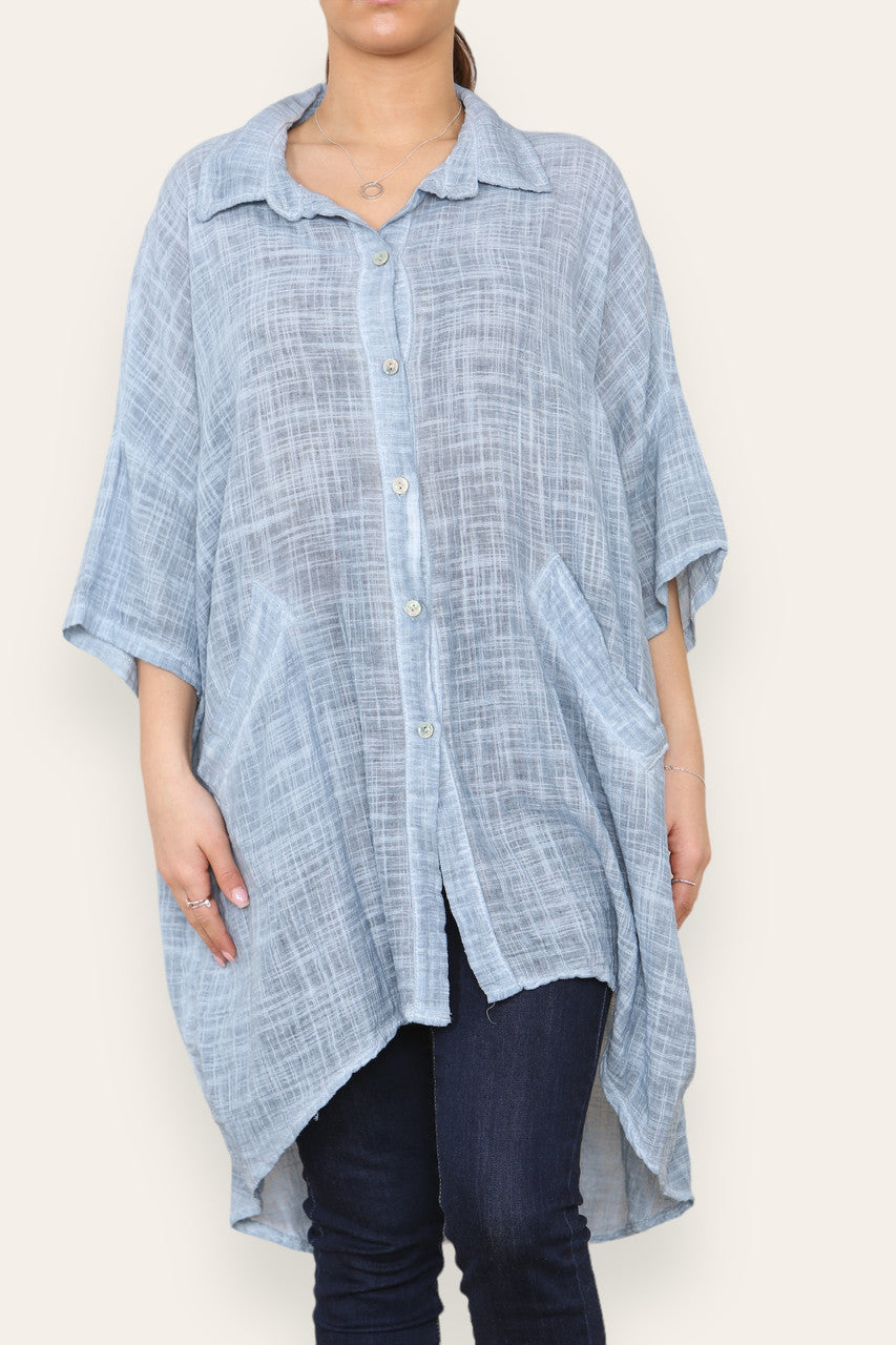 LADIES LAGENLOOK SHIRT TOP DENIM