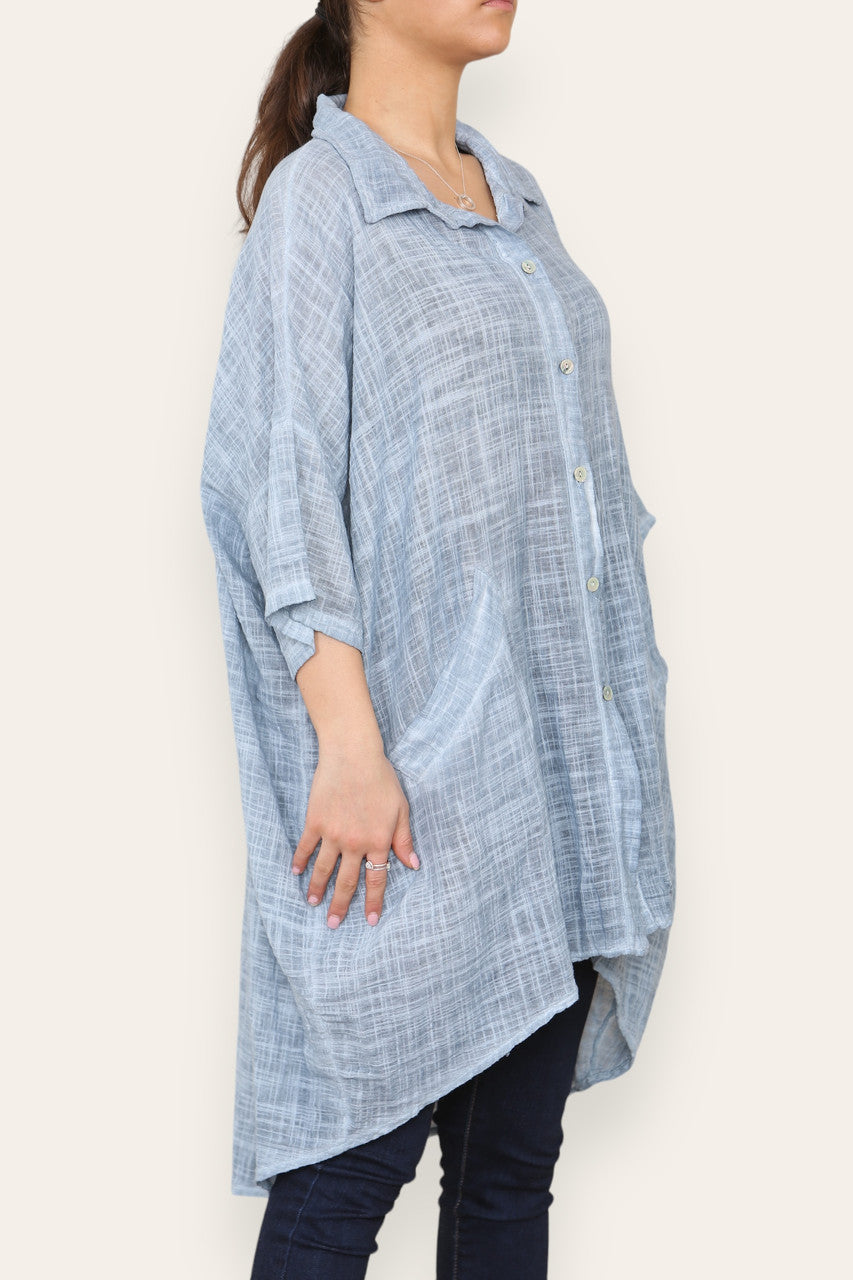 LADIES LAGENLOOK SHIRT TOP DENIM