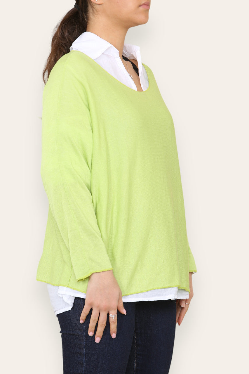 2 IN 1 SHIRT LAYER JUMPER LIME