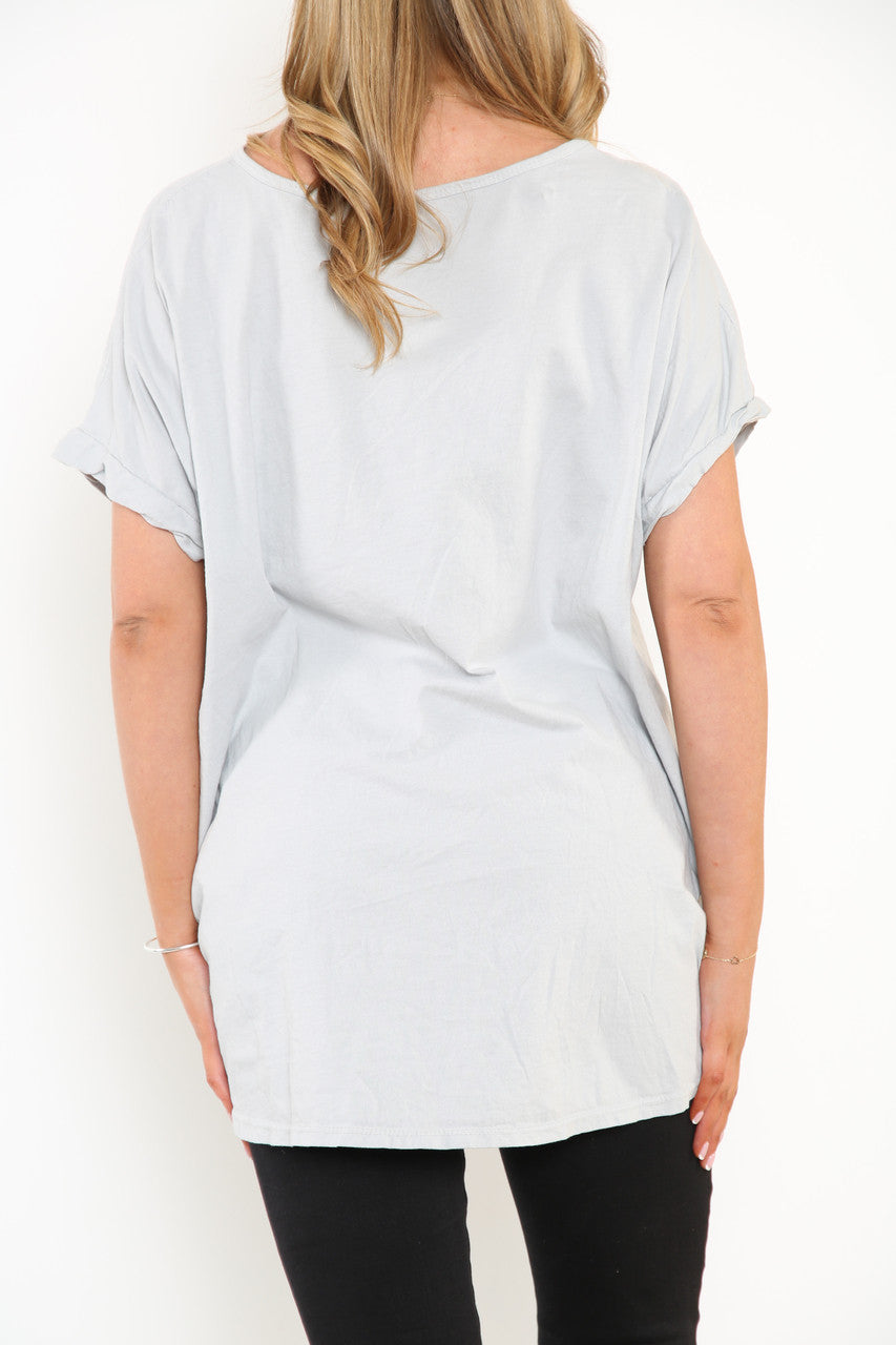 Dames Foil Eye Graphic Top Zilver