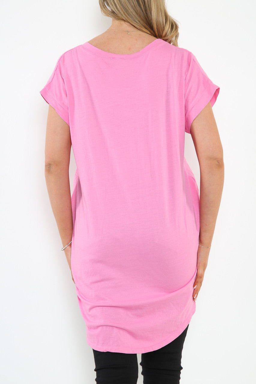 Ladies XO Heart Graphic Top Pink