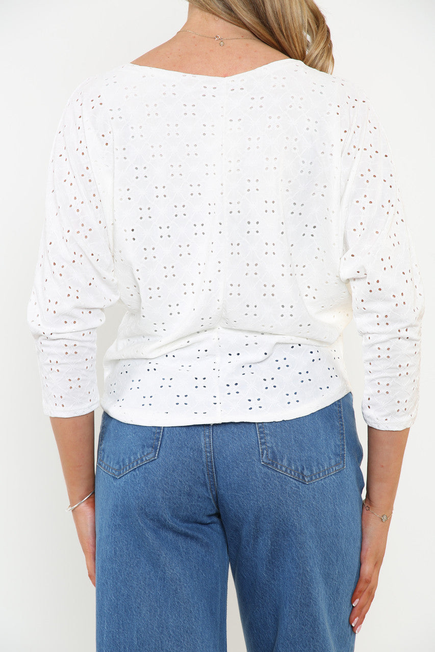 Dames Broderie Anglaise Top Wit