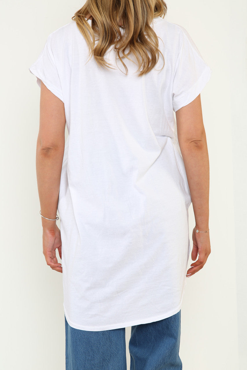Dames Top Met Grafische Hartprint Wit