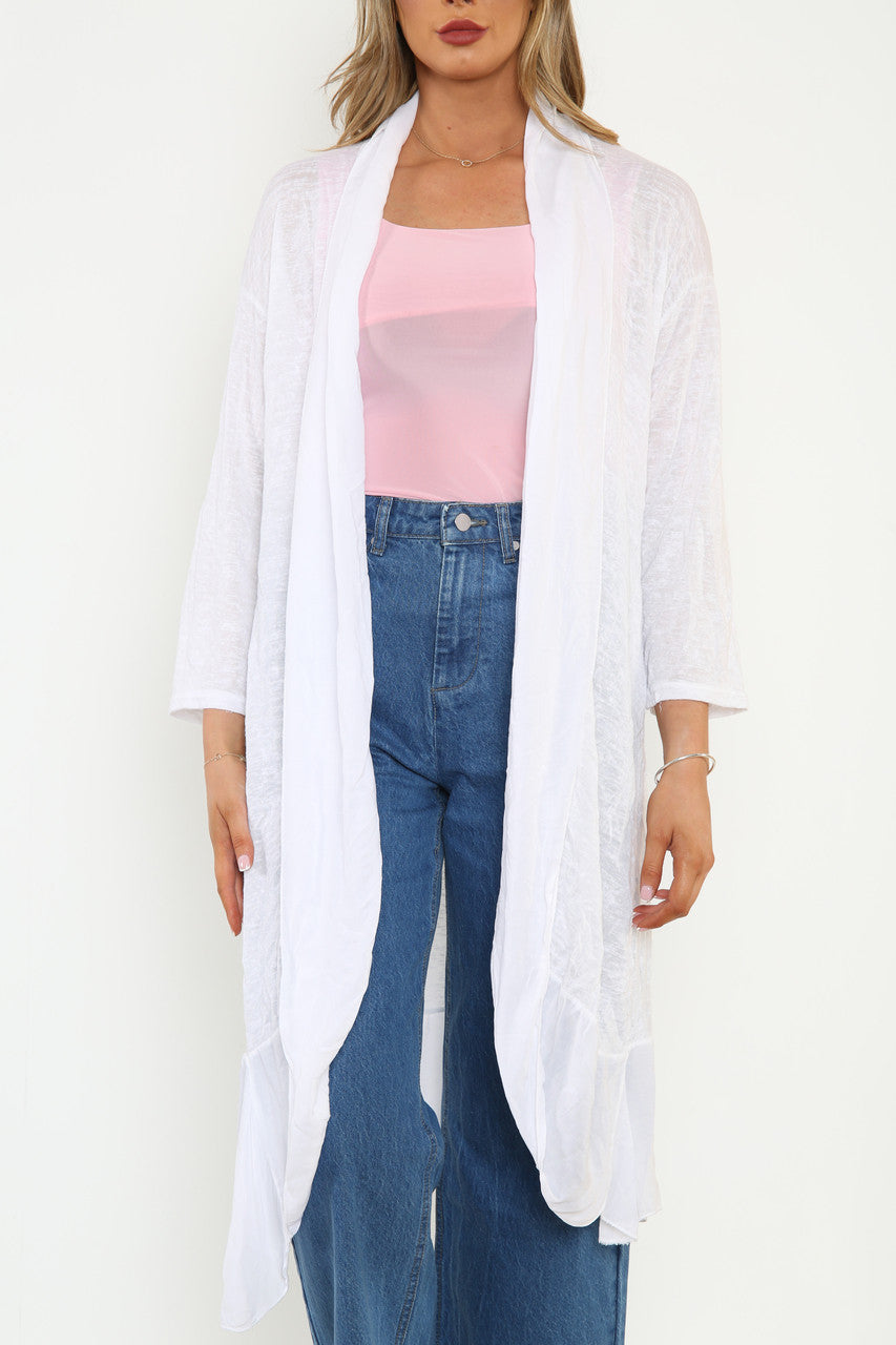 Dames lang vest wit