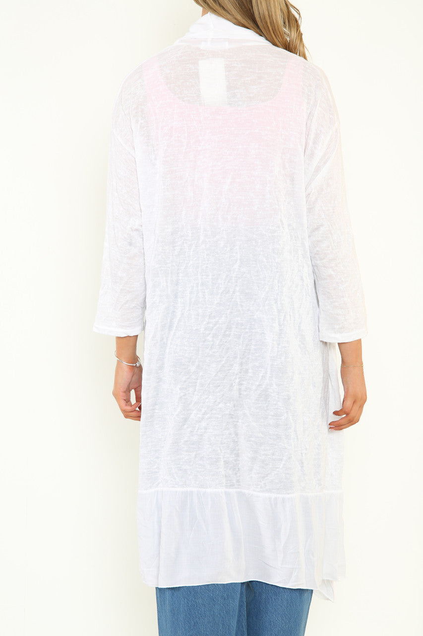 Dames lang vest wit