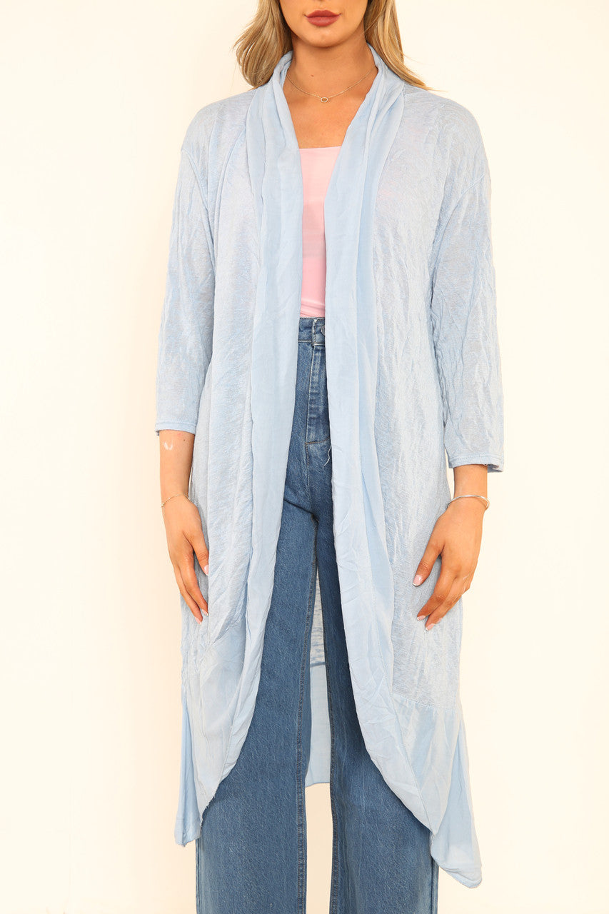 Ladies Soft Long Cardigan Sky Blue