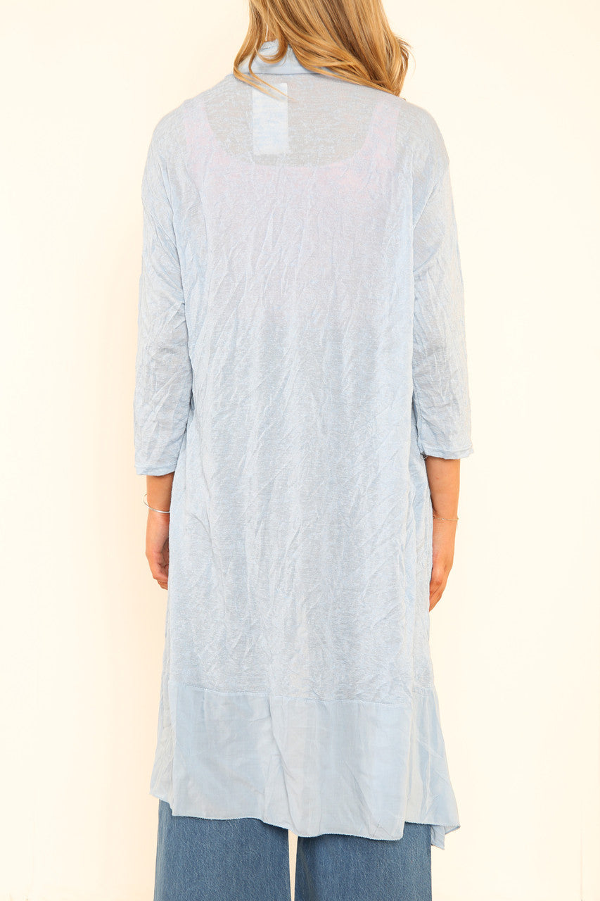Ladies Soft Long Cardigan Sky Blue