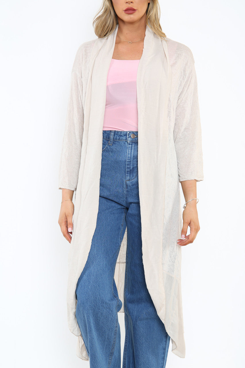 Dames Lang Vest Steen