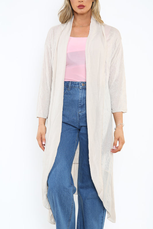 Ladies Soft Long Cardigan Stone