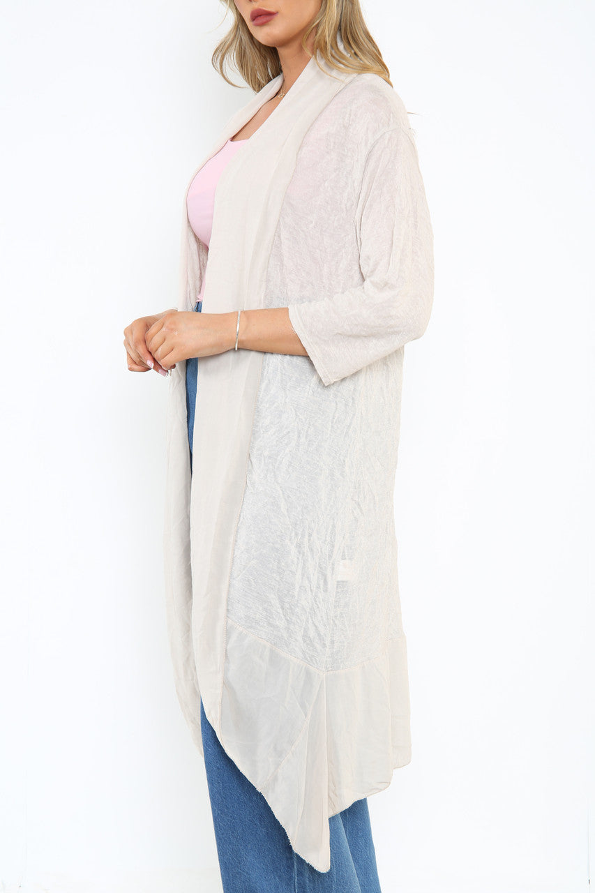 Dames Lang Vest Steen