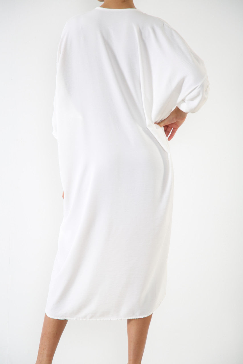 Ladies Twist Front Dress White