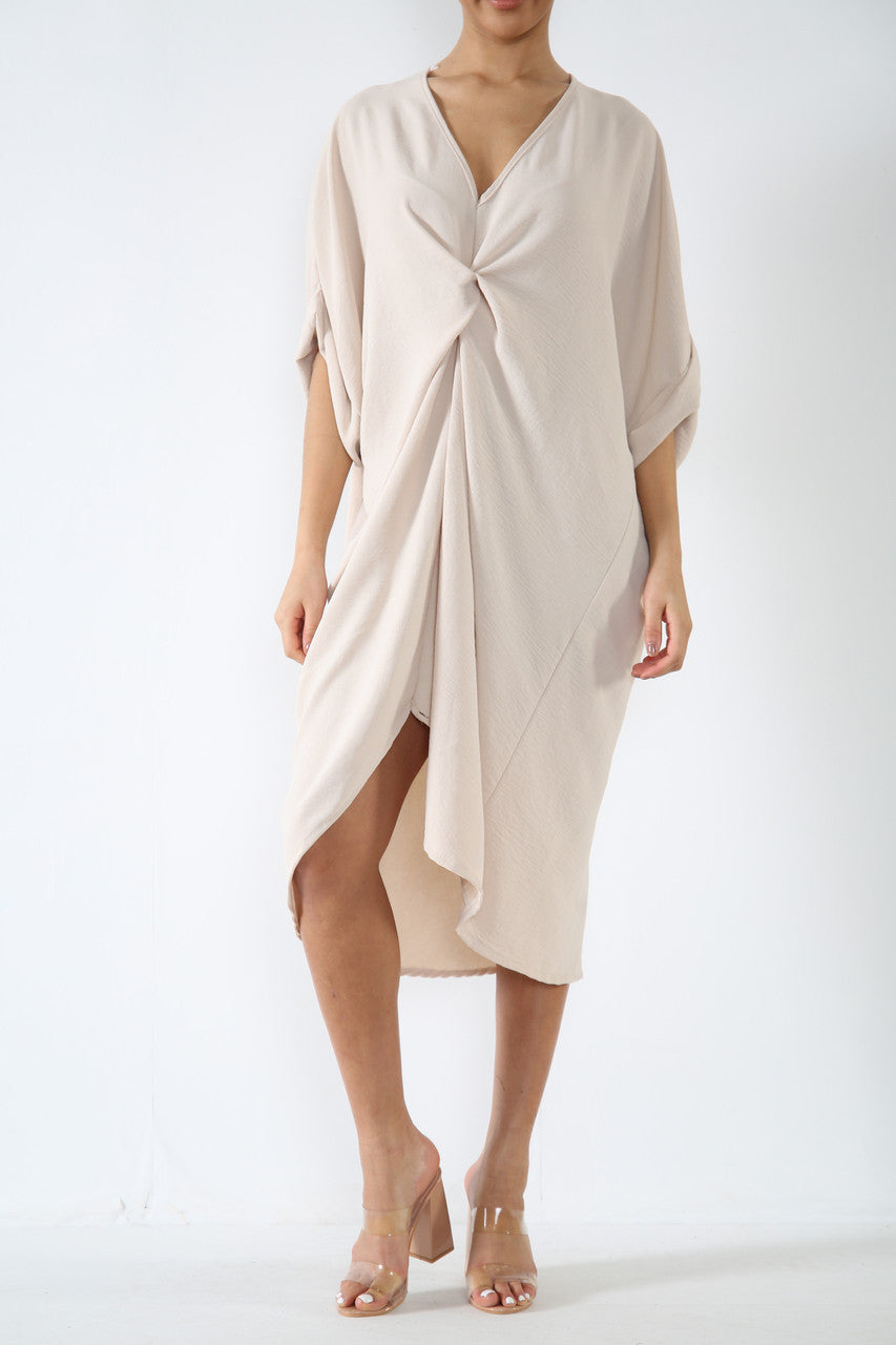 Ladies Twist Front Dress Stone