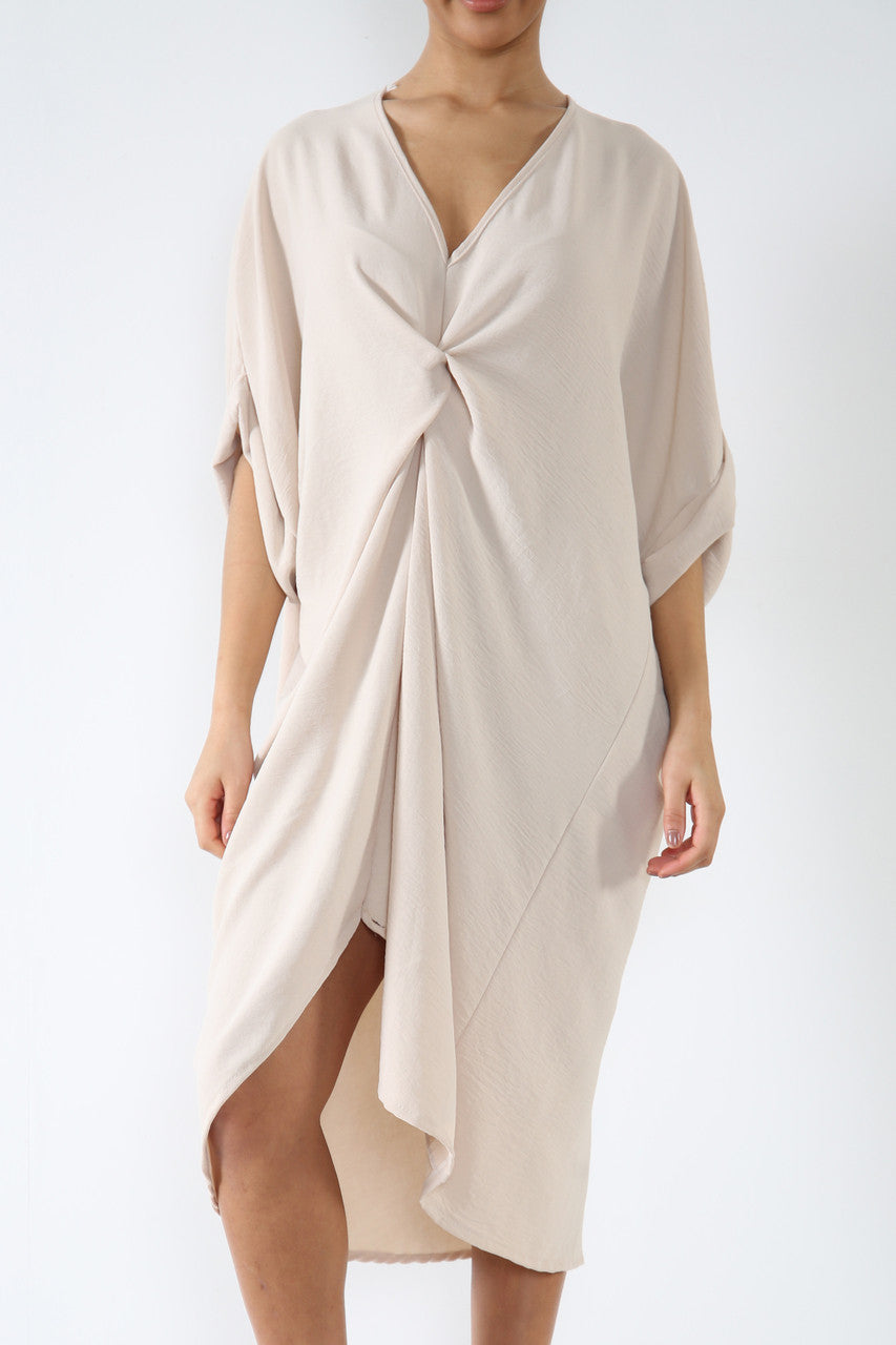 Ladies Twist Front Dress Stone