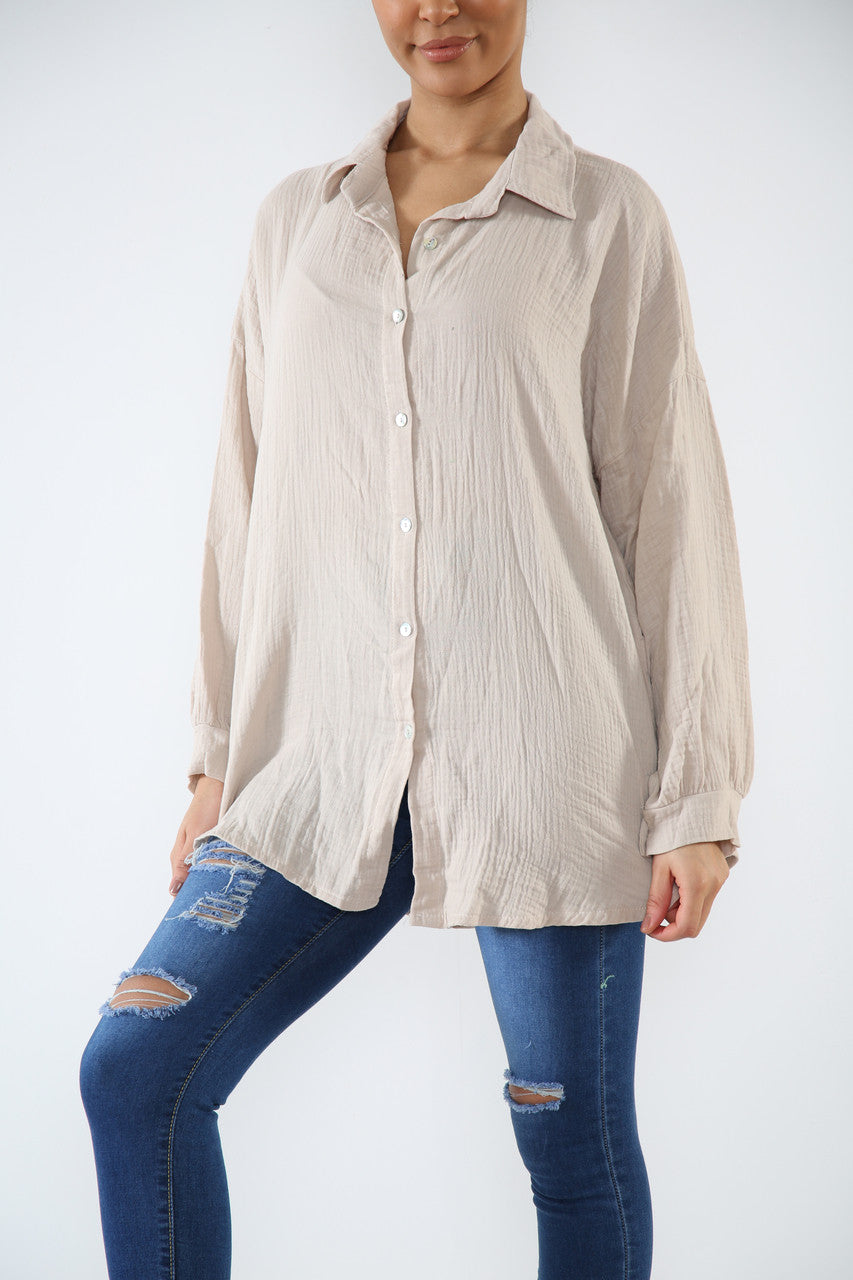 Ladies Shirt With Sequin Eye Back Detail Stone