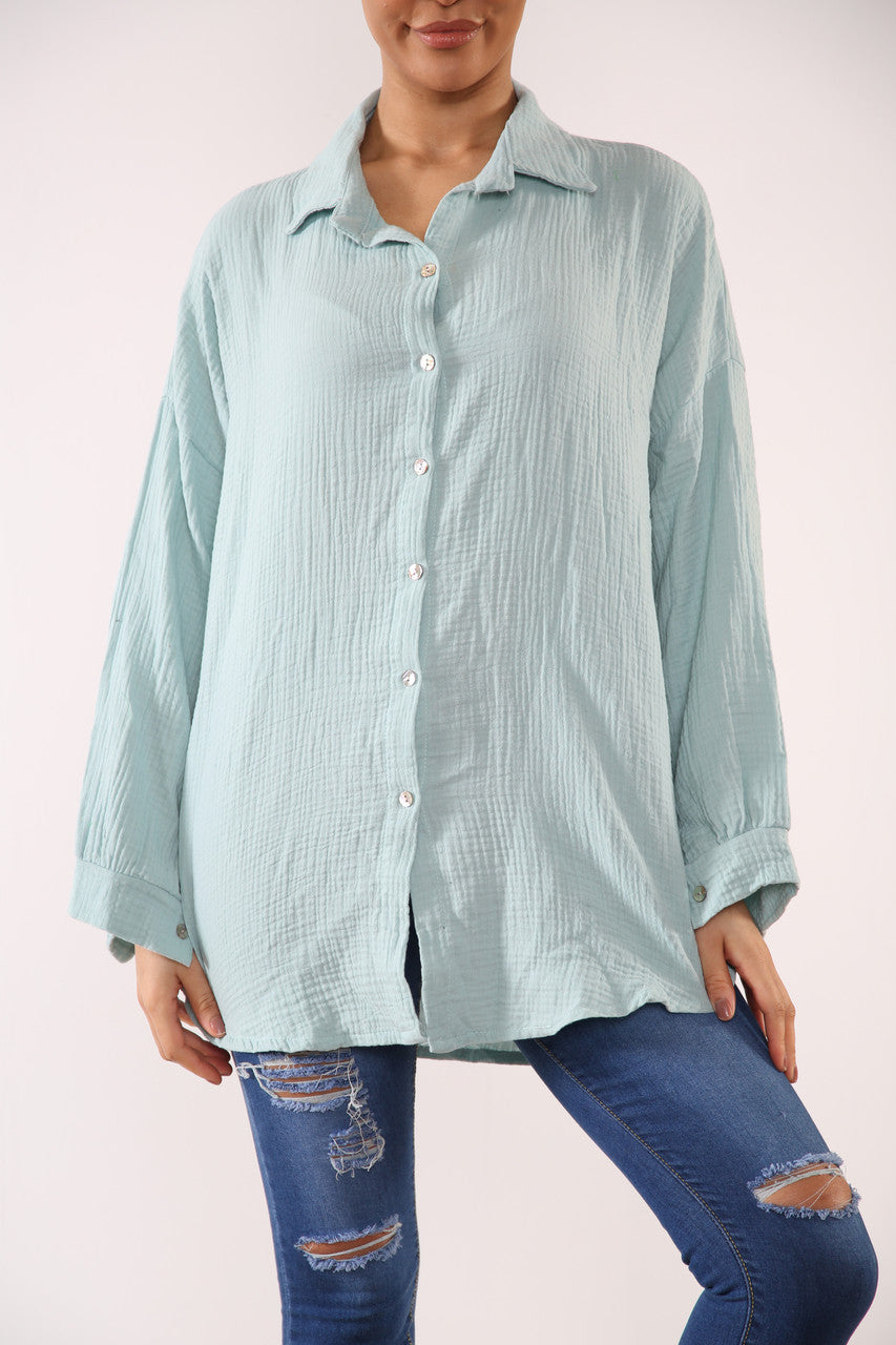 Ladies Shirt With Sequin Eye Back Detail Mint