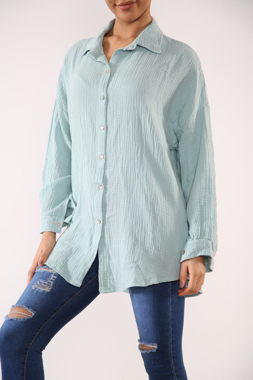 Ladies Shirt With Sequin Eye Back Detail Mint