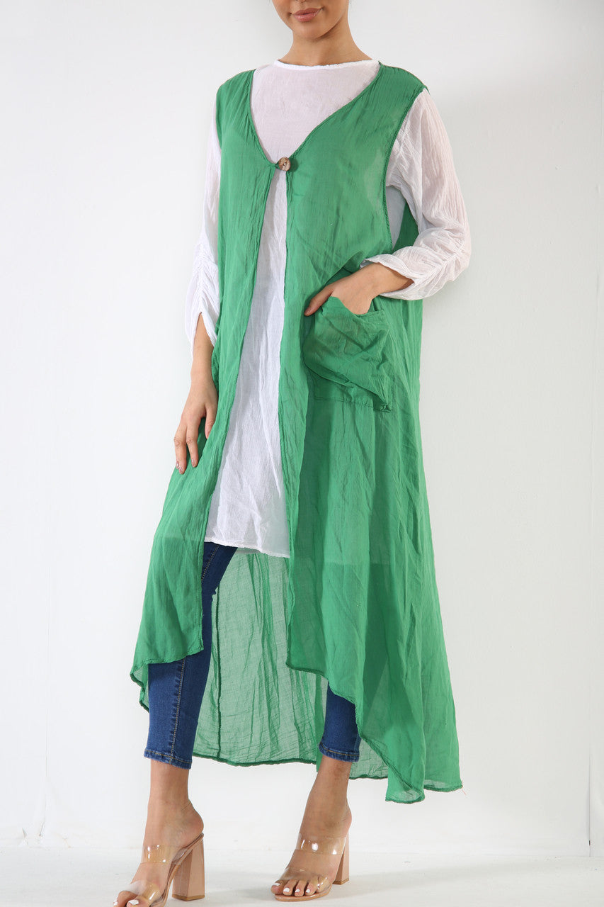 Ladies 2 Piece Set Tunic Top Dress Green