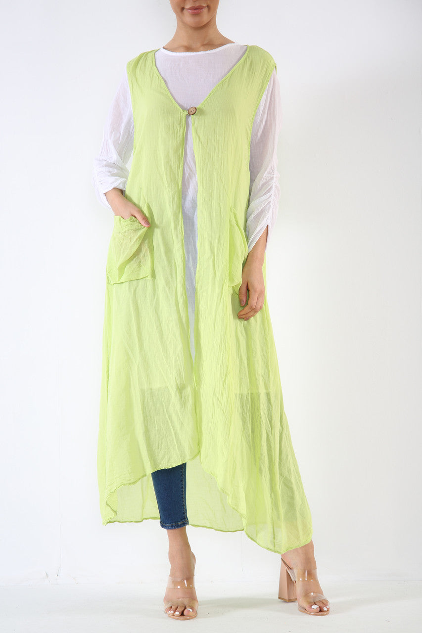 Ladies 2 Piece Set Tunic Top Dress Lime