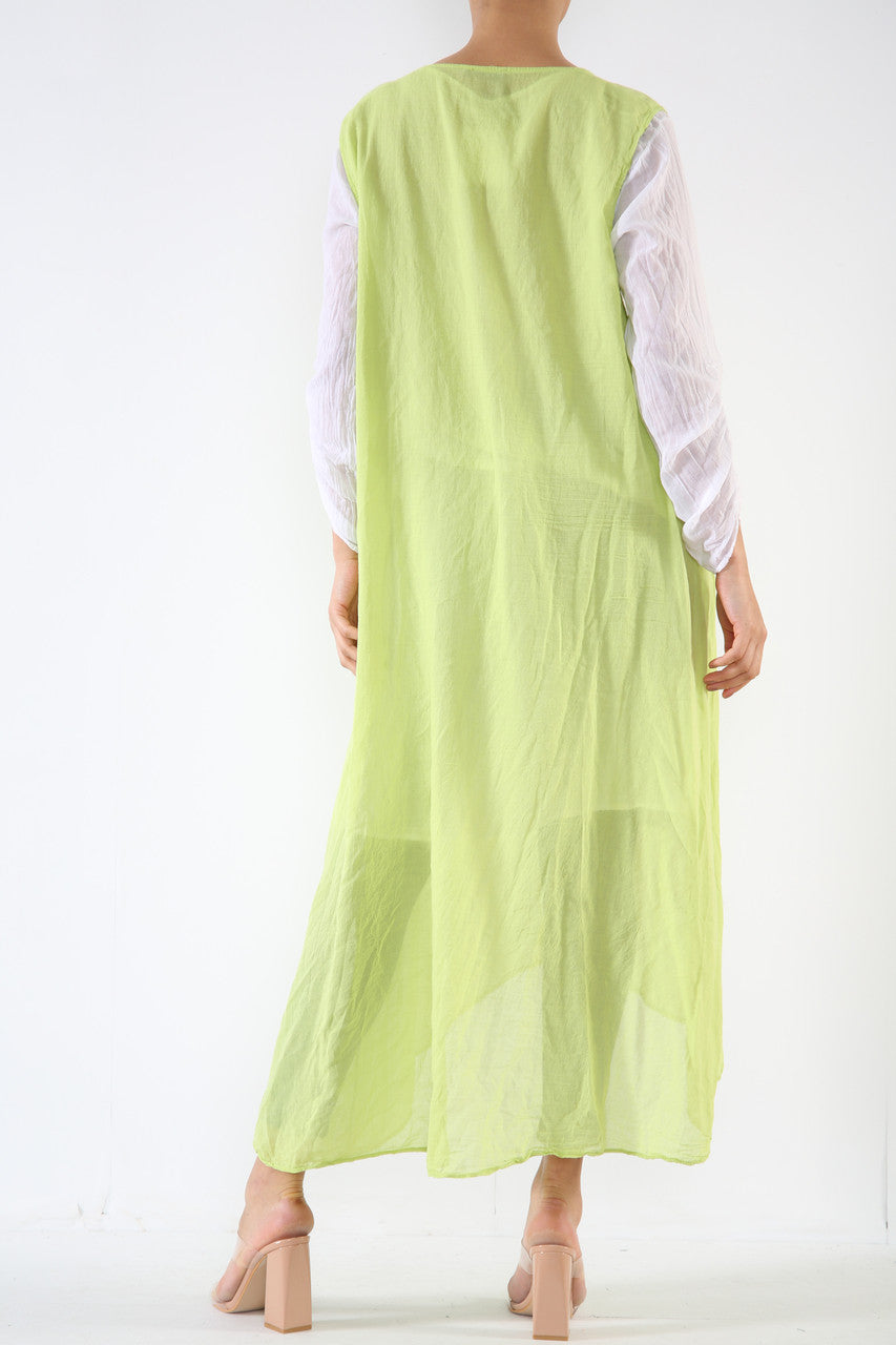 Ladies 2 Piece Set Tunic Top Dress Lime