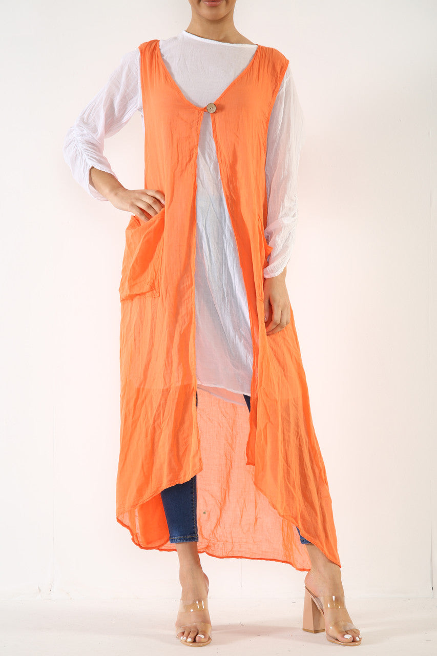 Ladies 2 Piece Set Tunic Top Dress Orange