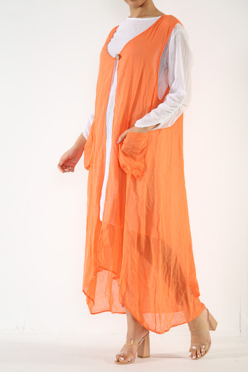 Ladies 2 Piece Set Tunic Top Dress Orange
