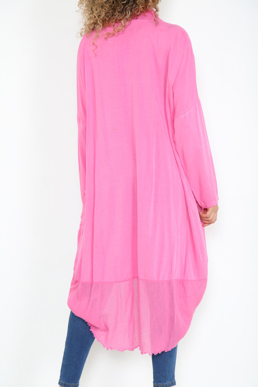 Ladies Floaty Draped Wrap Style Cardigan Top Cerise