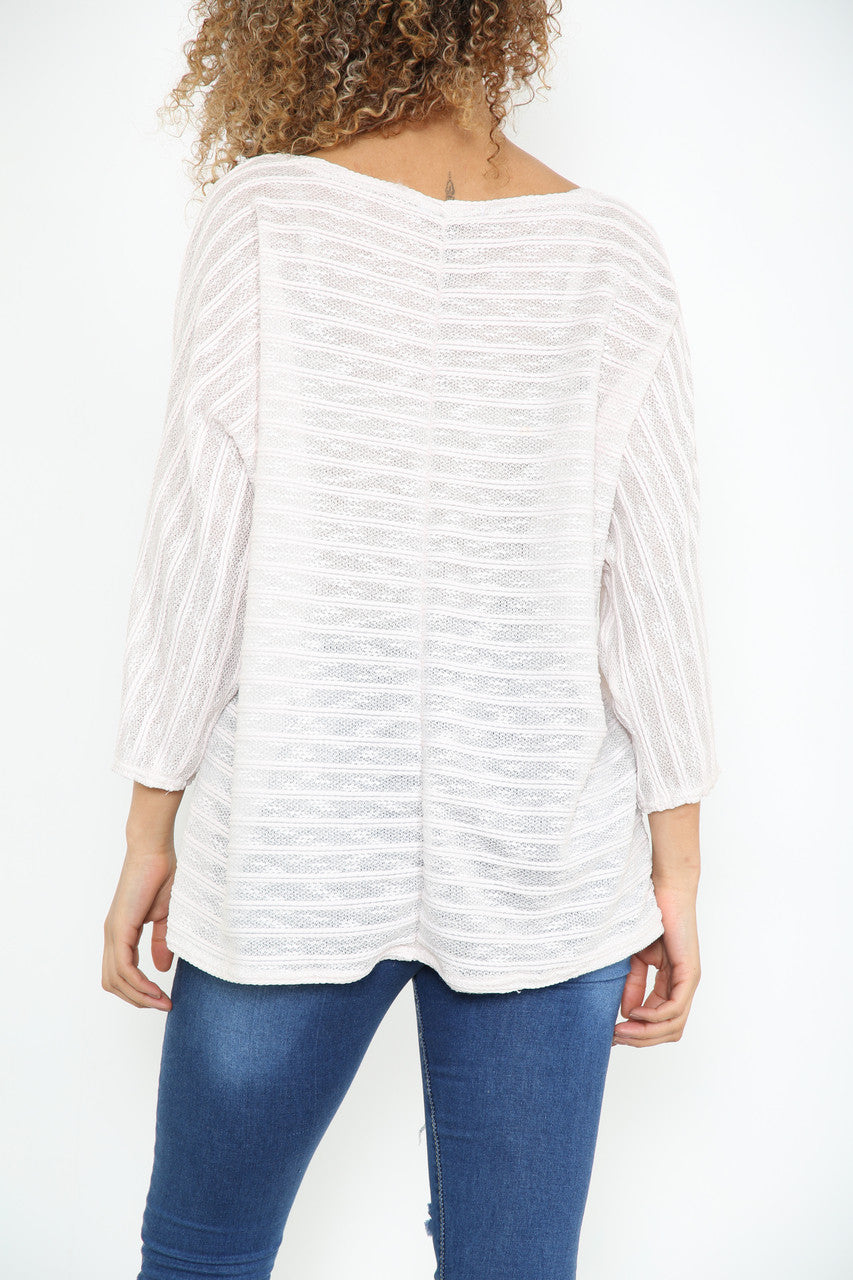 Dames Burnout Slub Top Off Blush Roze