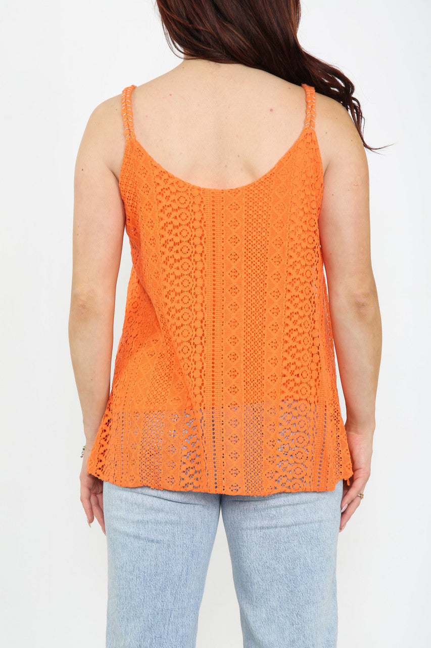Ladies Lace Vest Top Orange