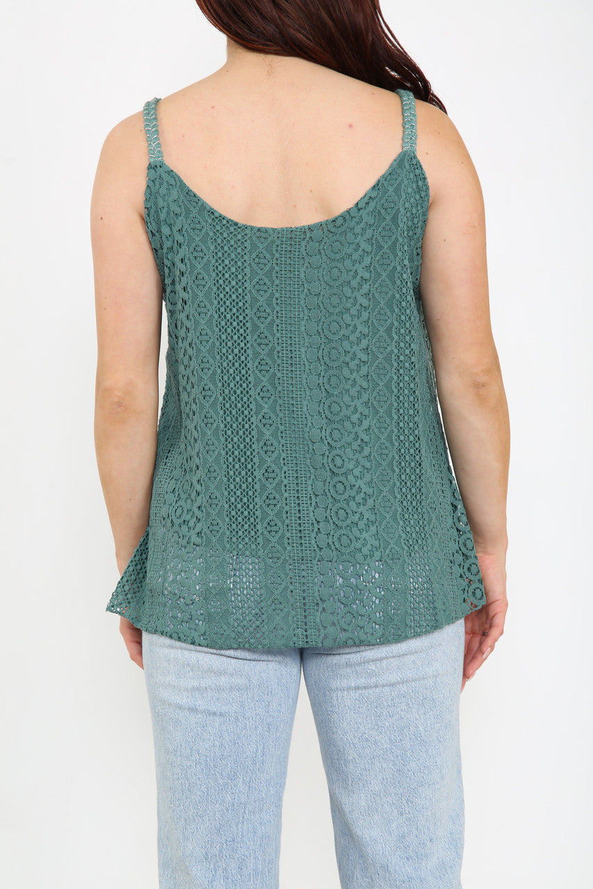 Ladies Lace Vest Top Teal