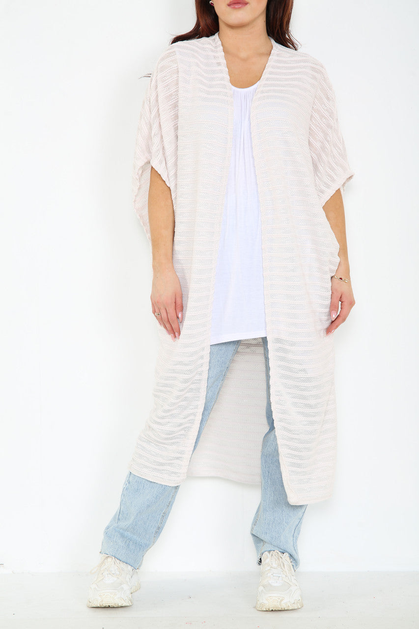 Dames Burnout Slub Kimono-stijl Cardigan Blush Roze