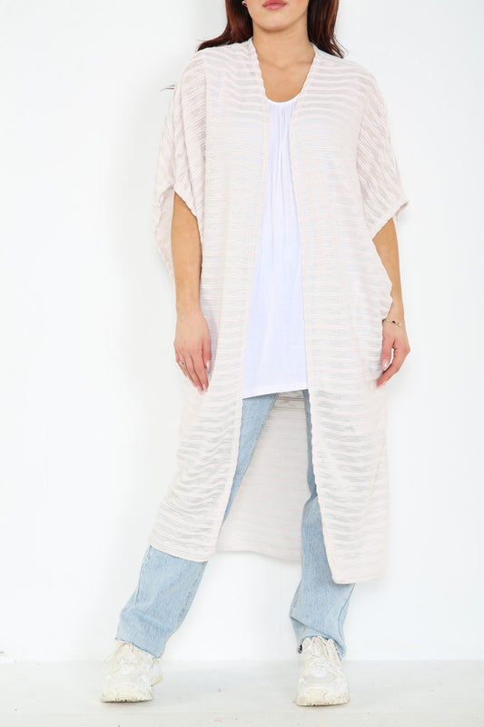 Dames Burnout Slub Kimono-stijl Cardigan Blush Roze