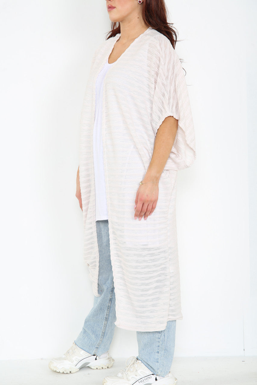 Dames Burnout Slub Kimono-stijl Cardigan Blush Roze