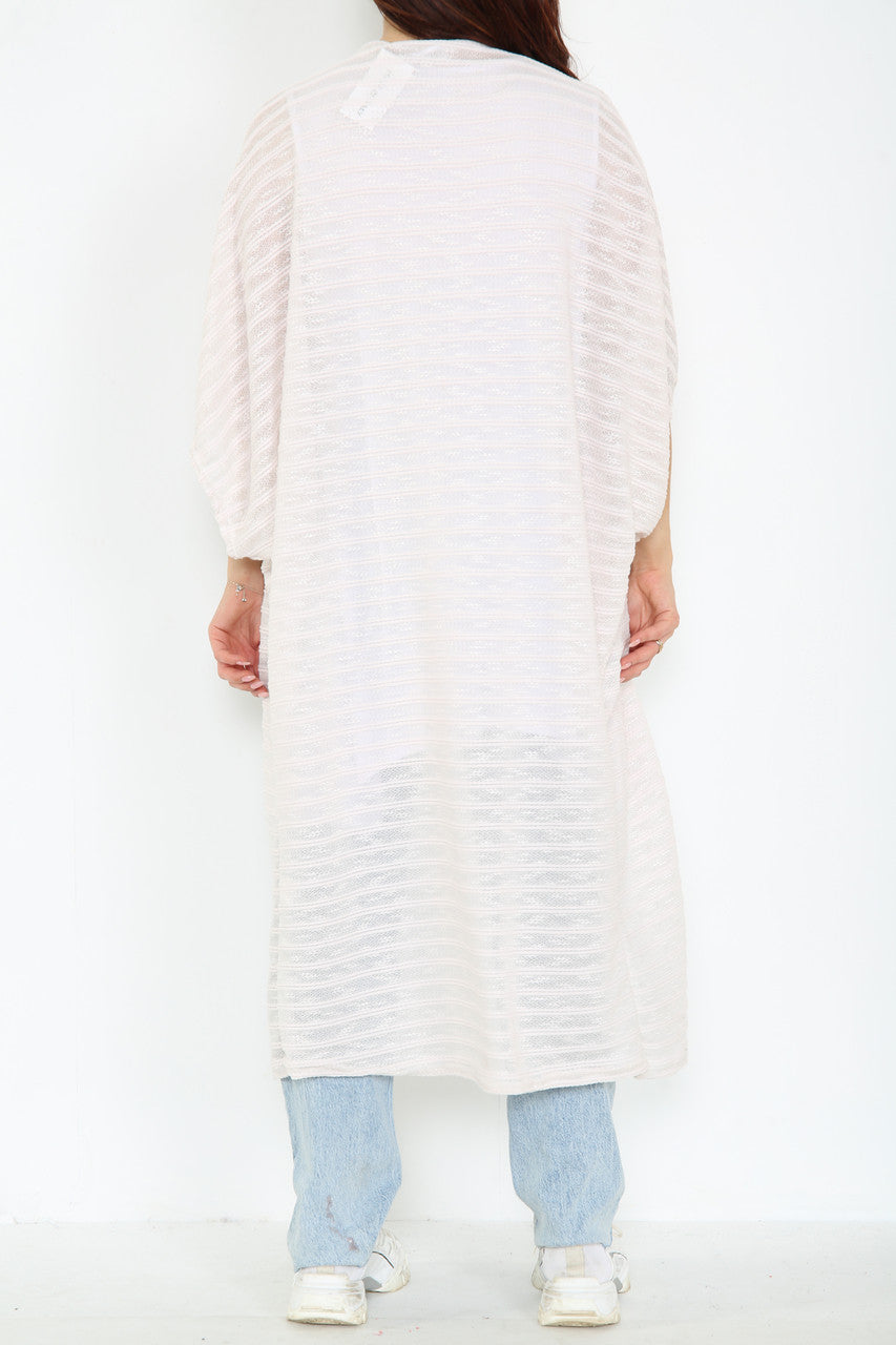 Dames Burnout Slub Kimono-stijl Cardigan Blush Roze