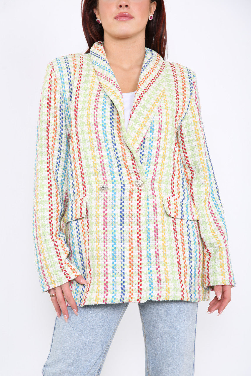 Ladies Colourful Tweed Blazer Lime